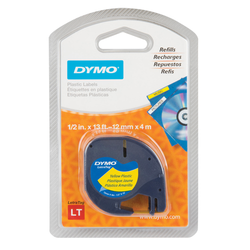 &eacute;tiquettes pour &eacute;tiqueteuse LetraTag Plus LT-100H, 12 mm x 13', Noir sur jaune Auto-Cam