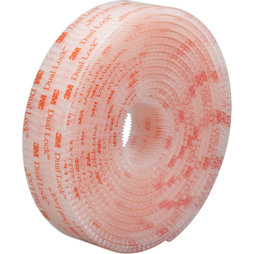 Dual Lock Reclosable Fastener, Self-Mating, 50 yds x 1/2", Adhesive, Clear Auto-Cam