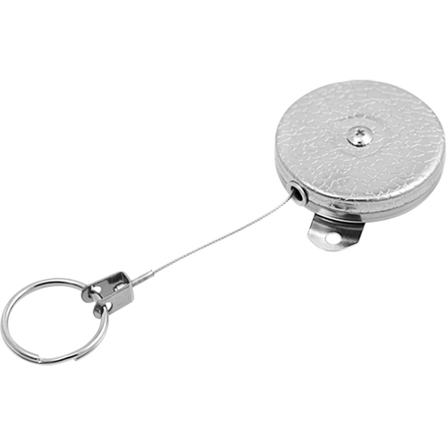 Self Retracting Key Chains, Chrome, 48" Cable, Mounting Bracket Attachment Auto-Cam