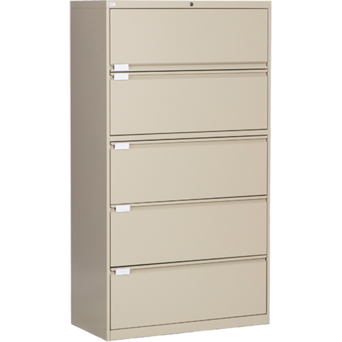Classeur lat&eacute;ral, Acier, 5 tiroirs, 36" la x 18" p x 65-1/2" h, Beige Auto-Cam