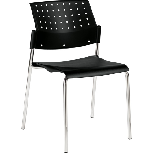 Chaise sans accoudoirs empilables, Plastique, Hauteur 33", Capacit&eacute; 300 lb, Noir Auto-Cam