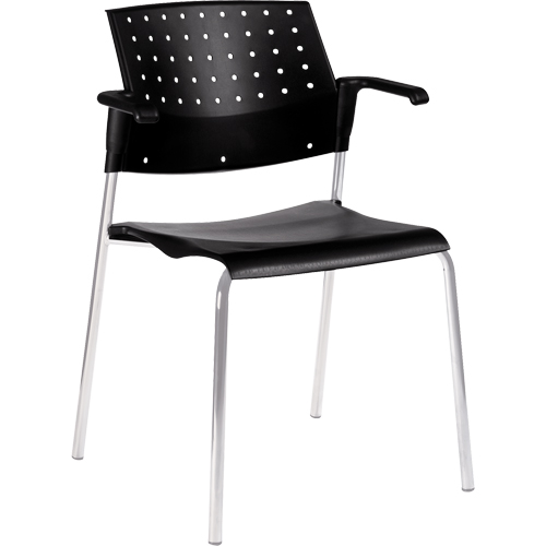 Chaises empilables, Plastique, Hauteur 33", Capacit&eacute; 300 lb, Noir Auto-Cam