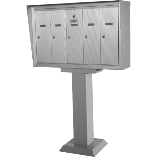 Boîtes aux lettres plateforme unique, Fixation Socle, 16" x 5-1/2", 5 portes, Aluminium Auto-Cam