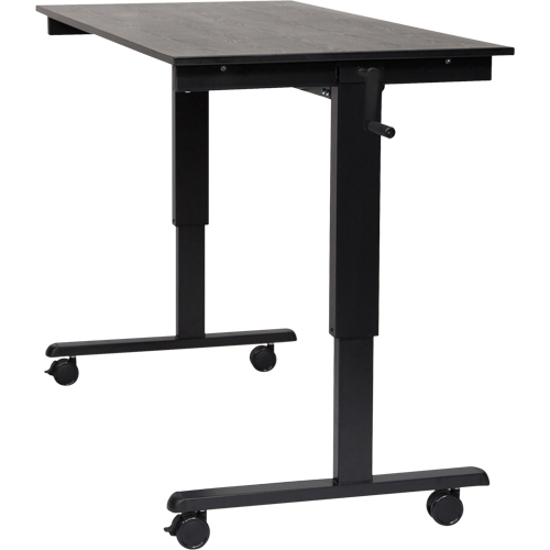 Bureau ajustable pour travail assis et debout, , 48-1/2" h x 59" la x 29-1/2" p, Noir Auto-Cam