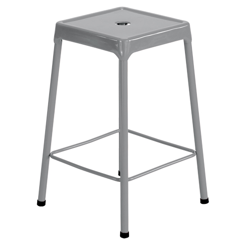 Counter Stool, Stationary, Fixed, 25", Steel Seat, Grey Auto-Cam