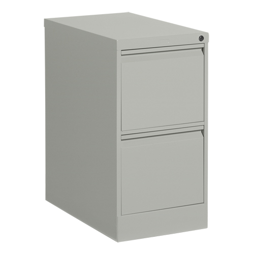 Vertical Filing Cabinet, Steel, 2 Drawers, 15-1/7" W x 25" D x 29" H, Grey Auto-Cam