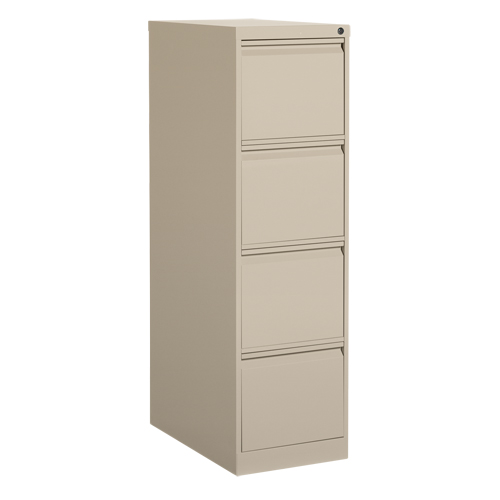 Vertical Filing Cabinet, Steel, 4 Drawers, 15-1/7" W x 25" D x 52" H, Beige Auto-Cam