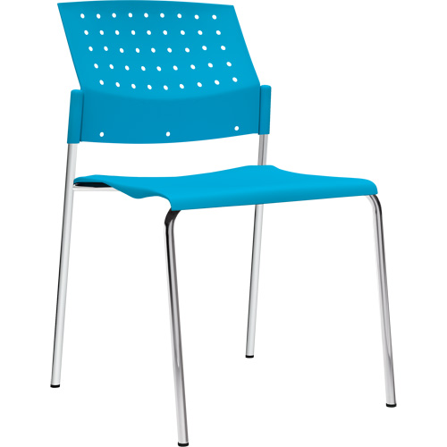 Chaises sans accoudoirs empilables, Plastique, Hauteur 33", Capacit&eacute; 300 lb, Bleu Auto-Cam