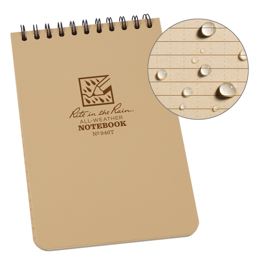 Pocket Top-Spiral Notebook, Soft Cover, Tan, 100 Pages, 4" W x 6" L Auto-Cam