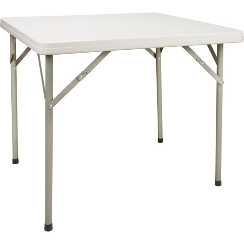 Folding Table, Square, 34" L x 34" W, Polyethylene, White Auto-Cam