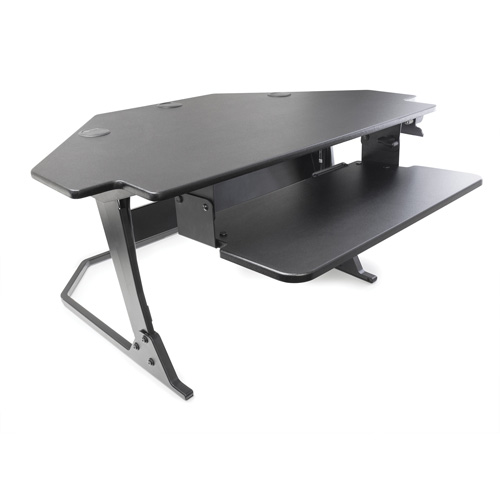 Poste de travail assise/debout pour bureau de coin Goya, Mod&egrave;le de bureau, 20" h x 42" la x 37-4/5" p, Noir Auto-Cam