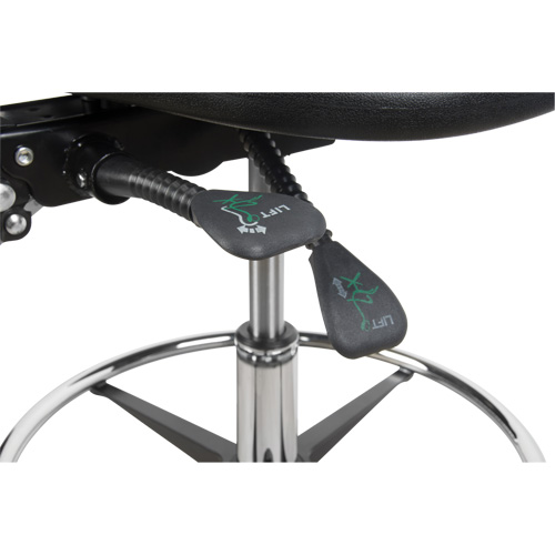 Heavy-Duty Ergonomic Stool, Stationary, Adjustable, 39” - 48”, Polyurethane Seat, Black Auto-Cam