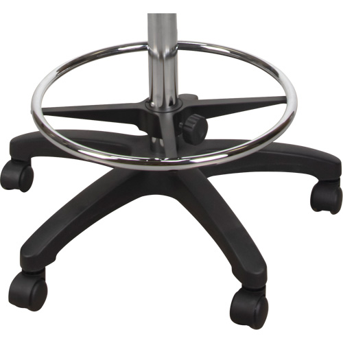 Heavy-Duty Ergonomic Stool, Mobile, Adjustable, 39" - 48", Polyurethane Seat, Black Auto-Cam