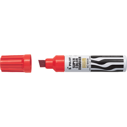Super Colour Jumbo Permanent Marker, Red, Chisel Tip Auto-Cam