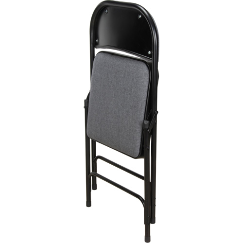 Chaise pliante de luxe en tissu rembourr&eacute;e, Acier, Gris, Capacit&eacute; 300 lb Auto-Cam
