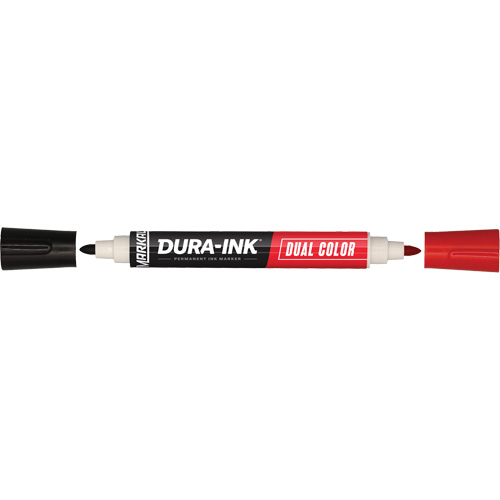 Marqueur &agrave; encre permanente et double couleur Markal Dura-Ink, Ronde, Noir/Rouge Auto-Cam