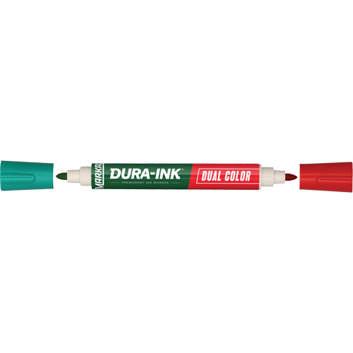 Marqueur &agrave; encre permanente et double couleur Markal Dura-Ink, Ronde, Vert/Rouge Auto-Cam