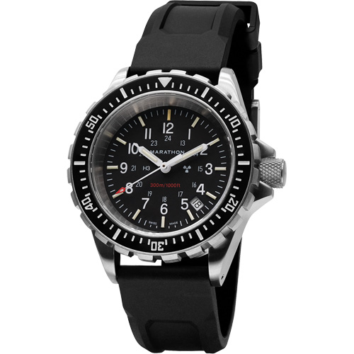 Large Diver's Quartz Watch, Digital, Battery Operated, 41 mm, Black Auto-Cam