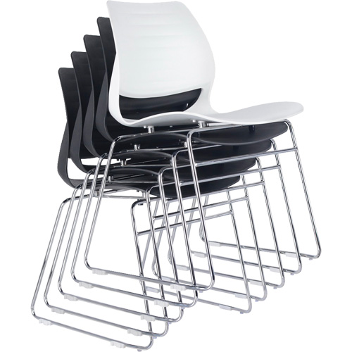 Stacking Chairs, Polypropylene, 32" High, 250 lbs. Capacity, Black Auto-Cam