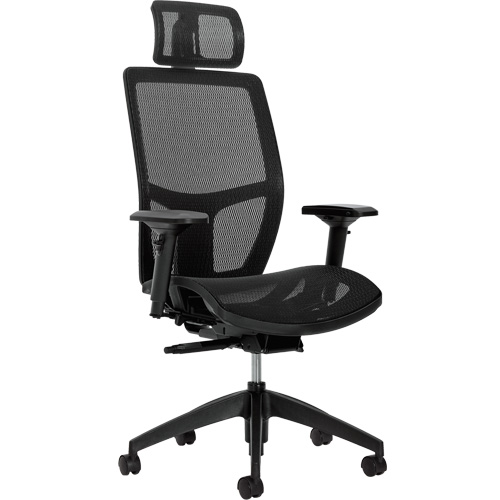 Format+ High-Back Weight-Sensing Synchro-Tilter with Headrest, Mesh, Black, 300 lbs. Capacity Auto-Cam