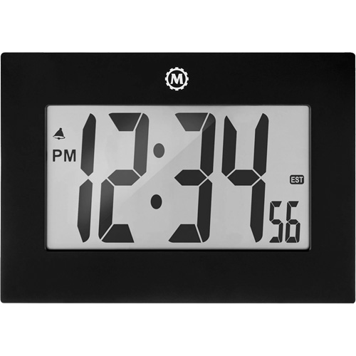 Large Frame Clock, Digital, Battery Operated, 9" W x 1" D x 6.5" H, Black Auto-Cam