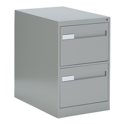 Vertical Filing Cabinet with Recessed Drawer Handles, 2 Drawers, 18.15" W x 26.56" D x 29" H, Grey Auto-Cam
