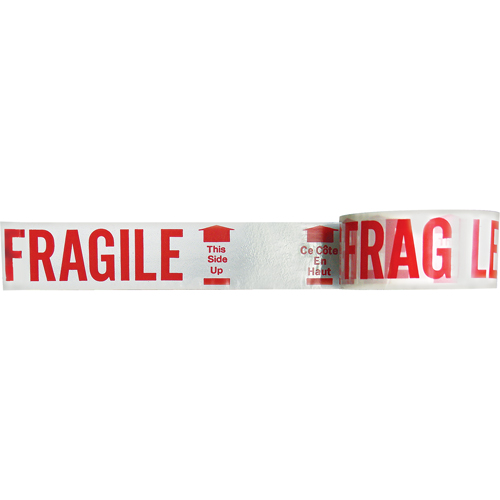 Ruban imprim&eacute; bilingue – Fragile ce c&ocirc;t&eacute; en haut, Rouge/blanc Auto-Cam