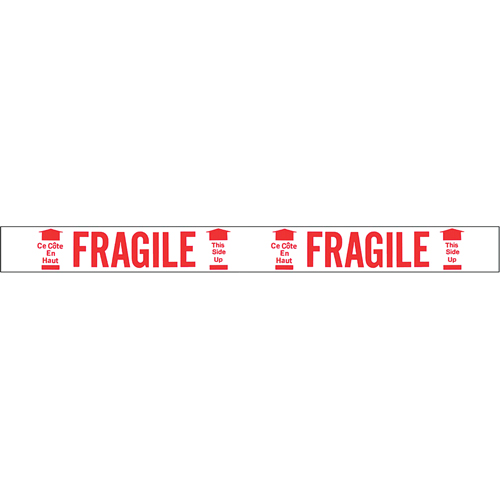 Ruban imprim&eacute; bilingue – Fragile ce c&ocirc;t&eacute; en haut, Rouge/blanc Auto-Cam