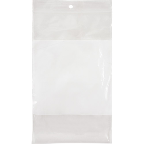 White Block Poly Bags, Reclosable, 8" x 5", 2 mils Auto-Cam