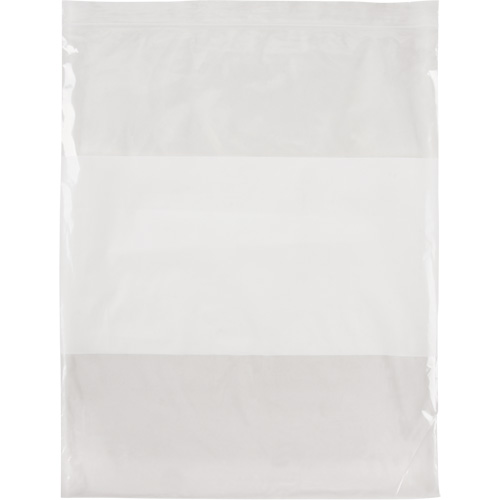 Sacs en poly avec espace inscriptible blanc, Refermable, 15" x 12", 2 mils Auto-Cam