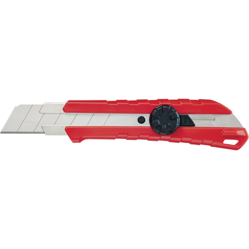 Snap-Off Knife, 25 mm, Carbide, Rubber/Polypropylene Handle Auto-Cam