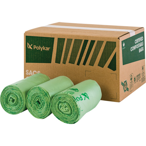Sacs certifi&eacute;s compostables, R&eacute;gulier, 48" lo x 42" la, Transparent, Capacit&eacute; de 242 L (55 gal.) Auto-Cam