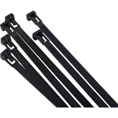 Attache-c&acirc;ble r&eacute;utilisable, Longueur 8", R&eacute;sistance &agrave; la traction 50 lb, Noir Auto-Cam