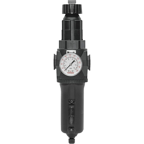 Manual Drain Filter/Regulator with Metal Bowl & Gauge Modulair 400, 1/2" NPT, 200 psi, 9.1 fl. oz. Capacity Auto-Cam