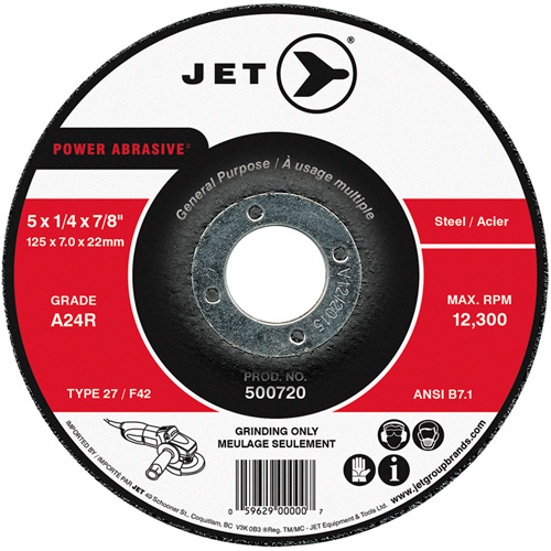 POWER ABRASIVE&reg; Grinding Wheel, 5" x 1/4", 7/8" Arbor, Type 27 Auto-Cam