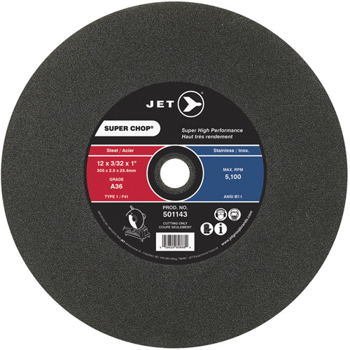 Super Chop Cut-Off Wheel, 12" x 3/32", 1" Arbor, Type 1, 5100 RPM Auto-Cam