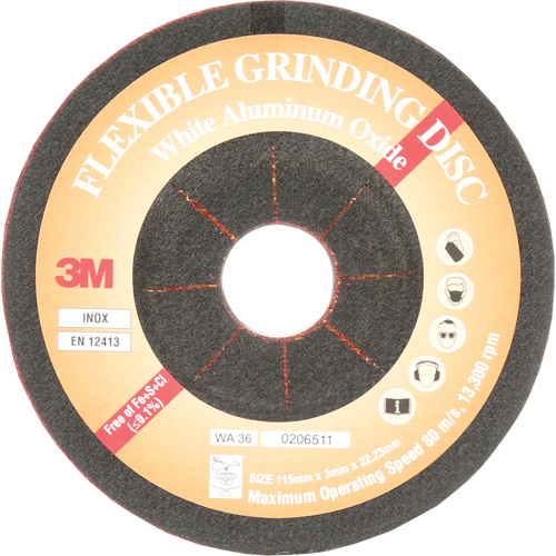 Flexible Grinding Disc, 4-5/8", Aluminum Oxide, 22 mm, Type WA Auto-Cam
