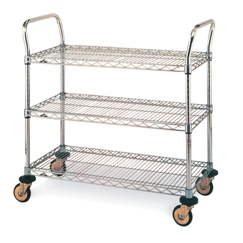 Chariot utilitaire &agrave; usage standard avec tablettes en treillis m&eacute;tallique, Chrom&eacute;, 24" x 39" x 24", Capacit&eacute; 375 lb Auto-Cam
