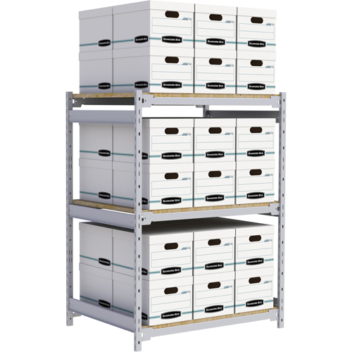 Wide Span Record Storage Shelving, Steel, 3 Shelves, 42" W x 32" D x 60" H Auto-Cam