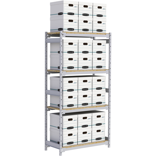 Wide Span Record Storage Shelving, Steel, 4 Shelves, 42" W x 18" D x 84" H Auto-Cam