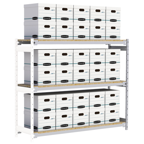 &eacute;tag&egrave;re-classeur de grande largeur, Acier, 3 Tablettes, 72" la x 18" p x 60" h, Ensemble Ajout Auto-Cam