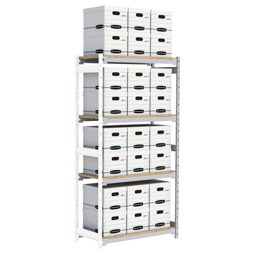 &eacute;tag&egrave;re-classeur de grande largeur, Acier, 4 Tablettes, 42" la x 18" p x 84" h, Ensemble Ajout Auto-Cam
