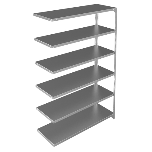 Shelving Unit, Galvanized Steel, Slotted Angle, 275 lbs. Capacity, 48" W x 72" H x 18" D Auto-Cam