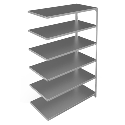 Shelving Unit, Galvanized Steel, Slotted Angle, 275 lbs. Capacity, 48" W x 72" H x 24" D Auto-Cam