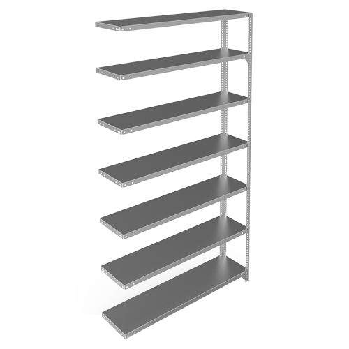 Shelving Unit, Galvanized Steel, Slotted Angle, 300 lbs. Capacity, 48" W x 84" H x 12" D Auto-Cam
