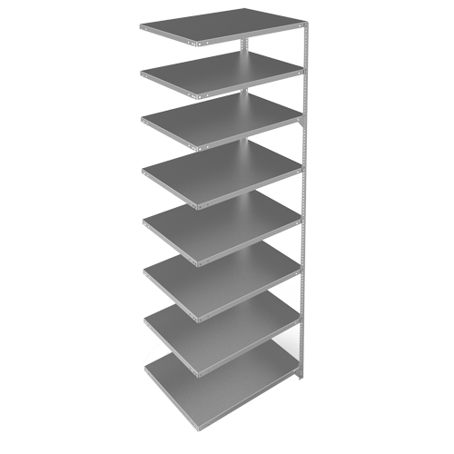 Shelving Unit, Galvanized Steel, Slotted Angle, Add-On, 36" W x 96" H x 24" D Auto-Cam