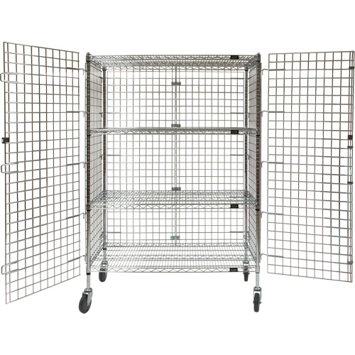 Security Cart, Chrome Plated, 48" x 69" x 24", 500 lbs. Capacity Auto-Cam