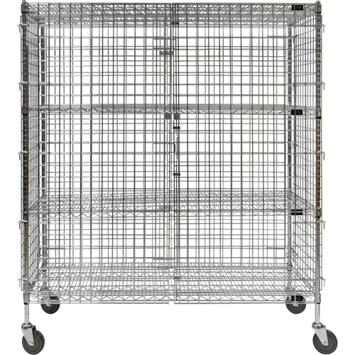 Security Cart, Chrome Plated, 60" x 69" x 24", 500 lbs. Capacity Auto-Cam