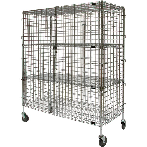 Security Cart, Chrome Plated, 60" x 69" x 24", 500 lbs. Capacity Auto-Cam