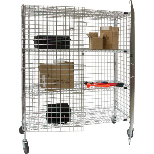 Security Cart, Chrome Plated, 60" x 69" x 24", 500 lbs. Capacity Auto-Cam